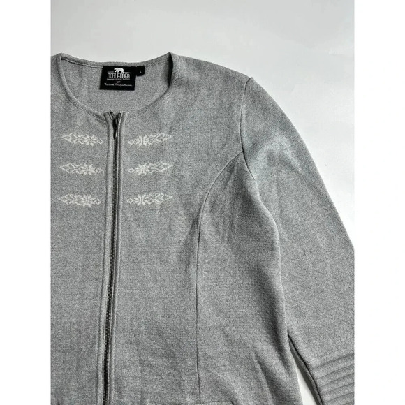 Norlender Dress/Tunic Womens Large Wool Blend Sweater Gray Full Zip Pockets - Picture 2 of 8